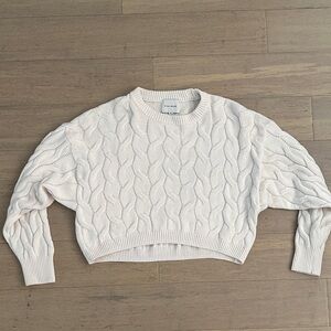 Pink Rose Cream Cable Knit Sweater